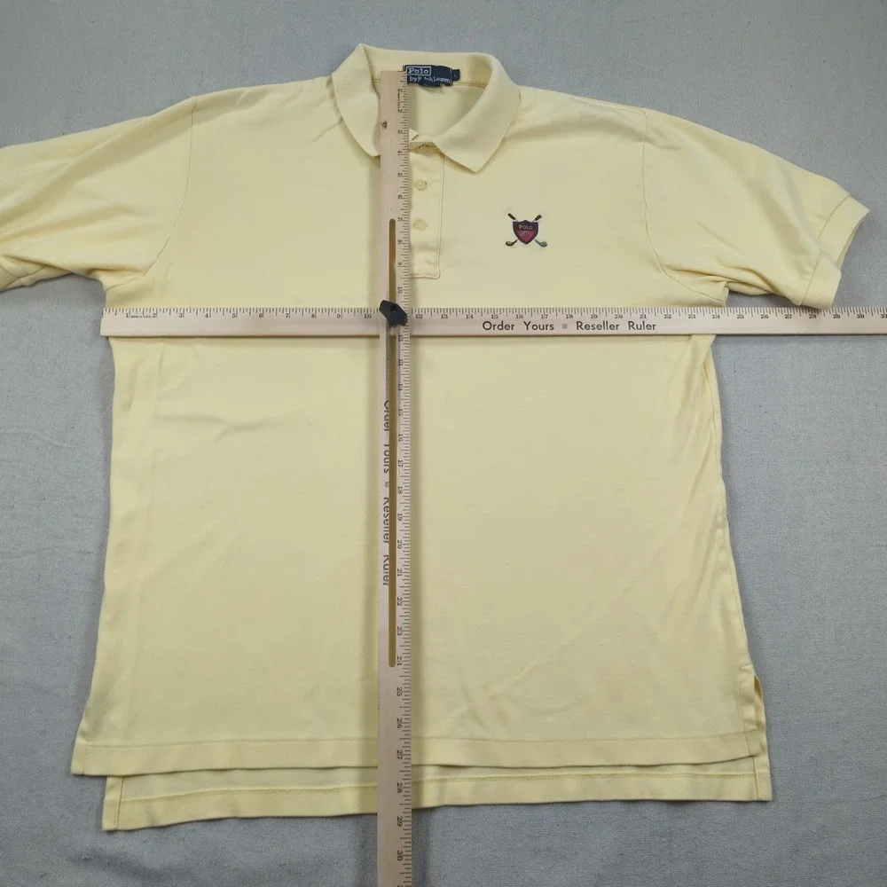 Vintage Polo Ralph Lauren Shirt Mens Large Yellow Golf Crest Made in USA